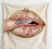 LV Lip & Nail Blanket Gold LV Monogram Throw 004